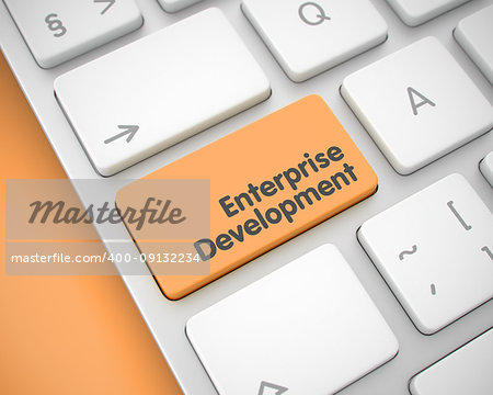 Business Concept: Enterprise Development on the Conceptual Keyboard lying on the Orange Background. Text on Keyboard Enter Key, for Enterprise Development Concept. 3D Render.
