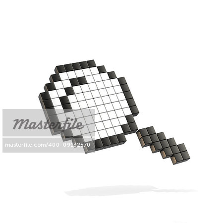 Magnifying glass, loupe mouse cursor. 3D render illustration isolated on white background