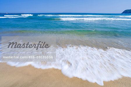 Waves beat on the beach, Uradome beach, Sea of Japan, Tottori, Japan