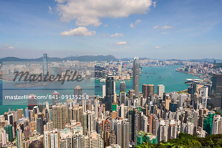 City skyline, viewed from Victoria Peak, Hong Kong, China, Asia