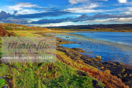 A view across the remote Loch Na Cille at low tide in the Scottish Highlands, Scotland, United Kingdom, Europe