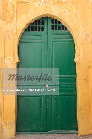 Green door to Mosque, Medina, UNESCO World Heritage Site, Essaouira, Morocco, North Africa, Africa