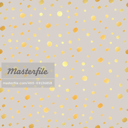 Classic dotted seamless gold pattern. Polka dot ornate