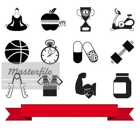 Professional fitness icons for your website. Vector illustration.