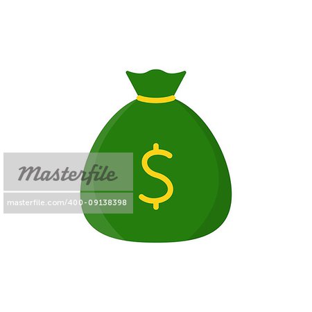 Sack of money flat icon on white