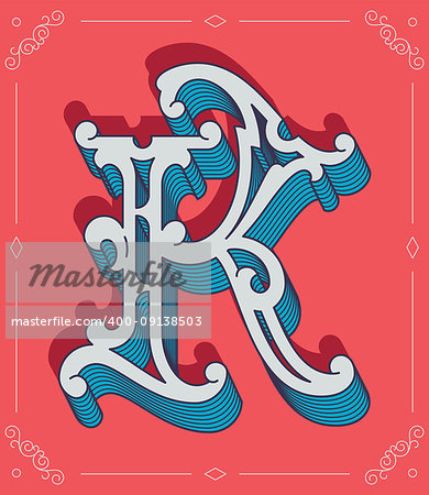 It's a colored vector illustration of the capital letter K