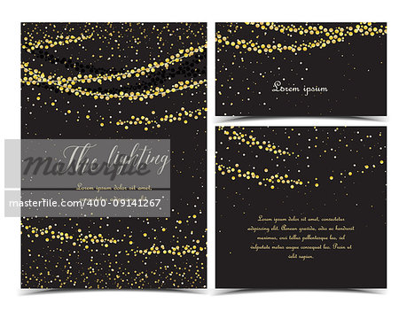 Vector illustration of light cords on a dark background. String Lights. Cheerful party and celebration