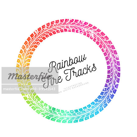 Colorful Tire tracks. Vector illustration on white background