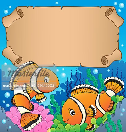 Small parchment with clownfish theme - eps10 vector illustration.