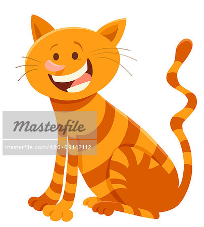 Cartoon Illustration of Cute Domestic Cat Animal Character