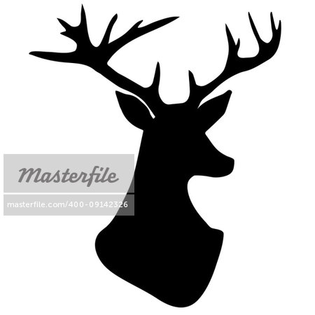 Hand drawn silhouette of head of moose. Vector illustration.