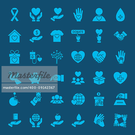 Charity Solid Web Icons. Vector Set of Donation Glyphs.