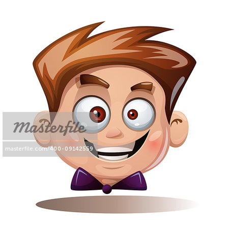 Cartoon head boy. Funny smiley. Vector eps 10