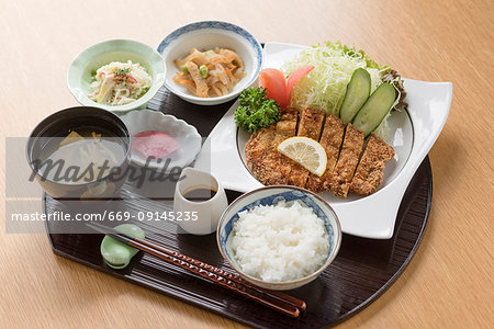 Set menu of Tonkatsu (deep fried pork) Set menu of Tonkatsu (deep fried pork)