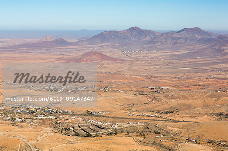 View from Mirador De Morro Velosa on the volcanic island of Fuerteventura, Canary Islands, Spain, Atlantic, Europe