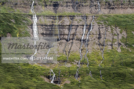 Waterfall, Drangajokull Glacier, Westfjords, Iceland, Polar Regions