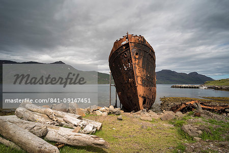 Abandoned boat, Djupavik, Strandir Coast, Westfjords, Iceland, Polar Regions