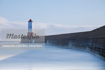 Spittal lighthouse and pier at Spittal, Berwick-upon-Tweed, Northumberland, England, United Kingdom, Europe