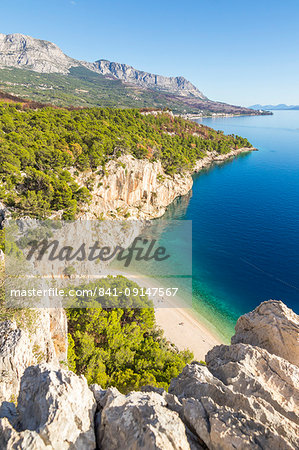 Elevated view over Nugal Beach near Makarska, Croatia, Europe