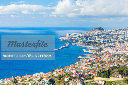 View over Funchal, capital city of Madeira, city, port and harbour, Madeirra, Portugal, Atlantic, Europe