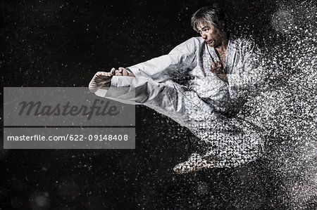 Image composite of Japanese karate athlete