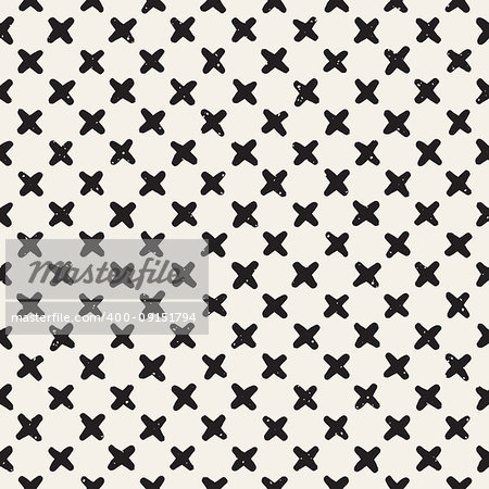 Hand drawn lines seamless grungy pattern. Abstract geometric repeating tile texture in black and white.