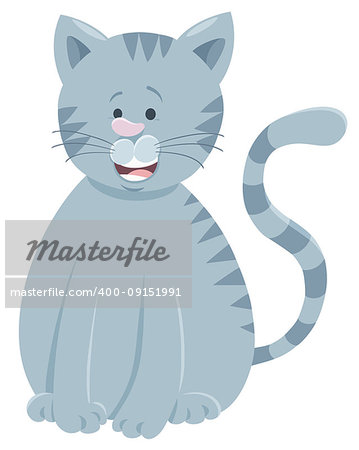 Cartoon Illustration of Funny Gray Cat Animal Mascot Character