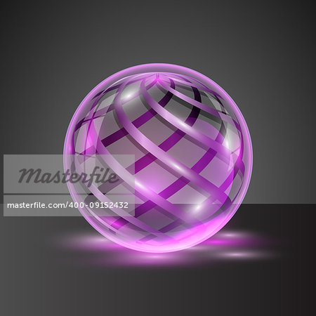 Transparent sphere with colorful stripes. Vector illustration.