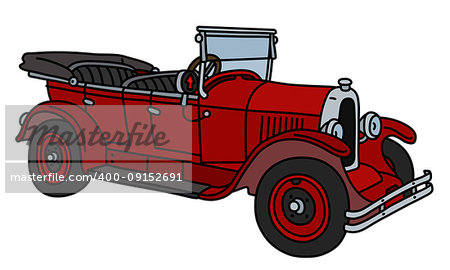 The vector illustration of a vintage red convertible