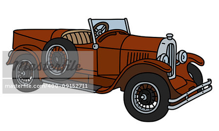 The vector illustration of a vintage brown sport car