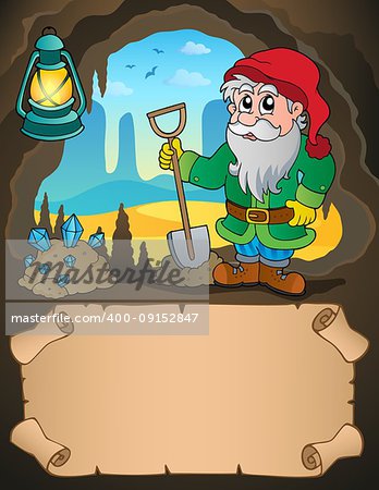 Small parchment and dwarf miner 2 - eps10 vector illustration.