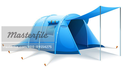 Touristic camping tent for active travel sports. Isolated on white background. EPS10 vector illustration.