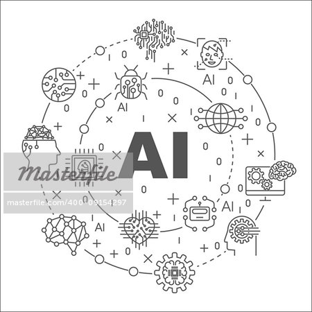 Linear illustration for presentations in the round. AI concept. Editable Stroke. EPS 10