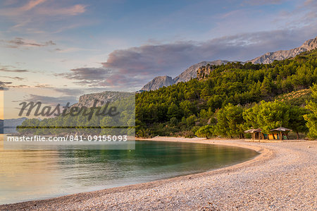 The Cvitacka beach near Makarska at sundown, Croatia, Europe