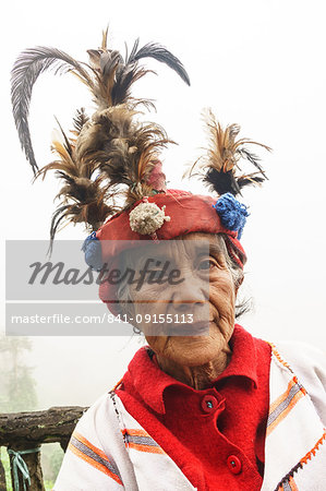 Ifugao woman in traditional dress and hat, Banaue, Luzon Island, Philippines, Southeast Asia, Asia