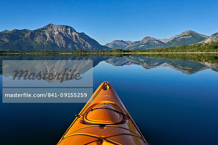 Lower Waterton Lake from a kayak, Waterton Lakes National Park, Alberta, Canada, North America