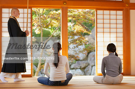 Japanese priest preaching zen meditation