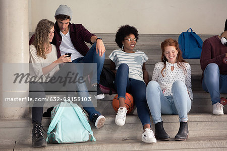 Friends hanging out together during break at school