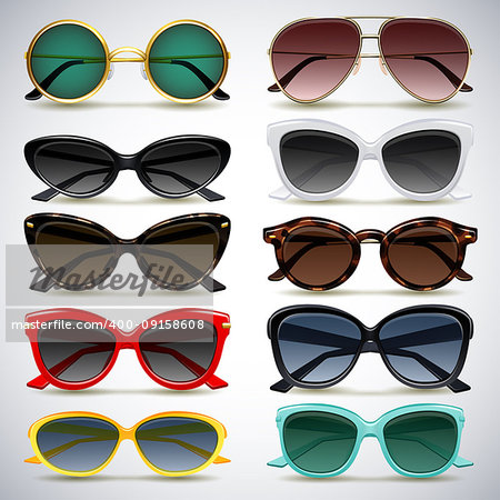 Vector illustration - colorful sunglasses icons set