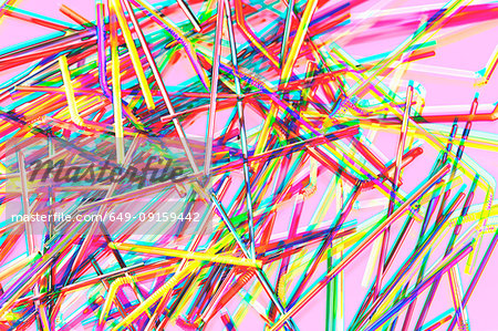 Abstract still life of plastic drinking straws, source of pollution