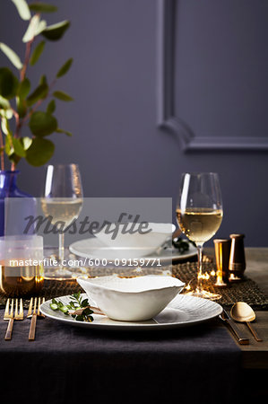 Holiday Table Setting with wine