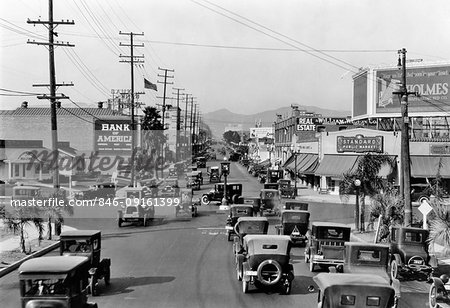 1920s 1924 VIEW NORTH ON WESTERN AVENUE FROM WILSHIRE BOULEVARD LOS ANGELES CALIFORNIA USA