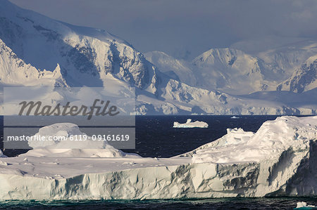 Iceberg, Gerlache Strait, mountains and glaciers, late evening before sunset, Antarctic Peninsula, Antarctica, Polar Regions