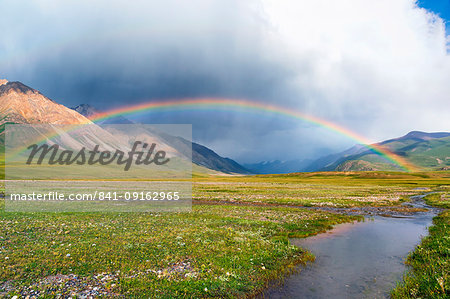 Rainbow over Naryn Gorge, Naryn Region, Kyrgyzstan, Central Asia, Asia