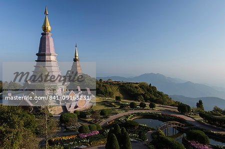 King and Queen Pagodas, Doi Inthanon, Thailand, Southeast Asia, Asia