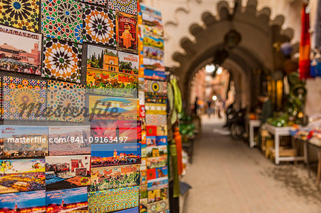 Colourful souvenirs for sale in the Market At Rahba Qedima, Marrakesh (Marrakech), Morocco, North Africa, Africa