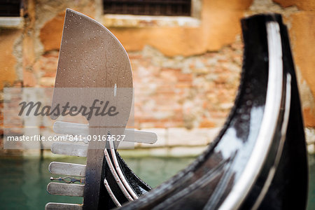 Detail on Gondola on canal, San Marco, Venice, UNESCO World Heritage Site, Veneto Province, Italy, Europe