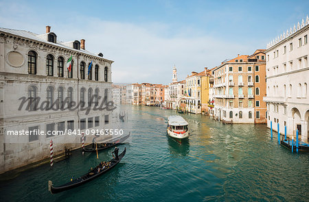 Gondolas on Grand Canal, Venice, UNESCO World Heritage Site, Veneto Province, Italy, Europe