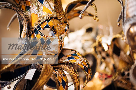 Traditional Venetian masks on display, San Marco, Venice, Veneto Province, Italy, Europe