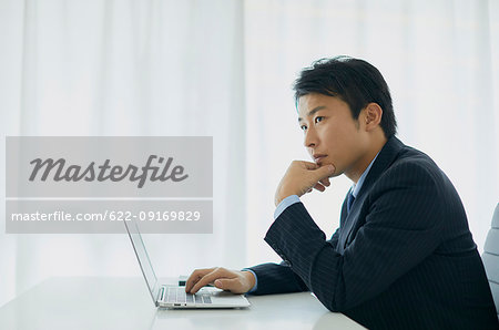 Japanese businessman working